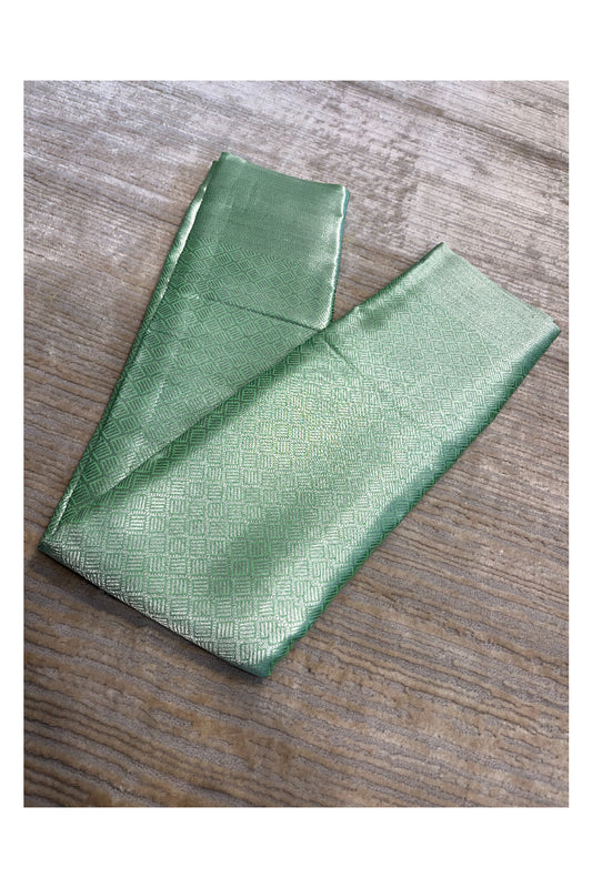 Southloom Banarasi Silver Zari Brocade Work Silk Saree in Green Pastel Shade
