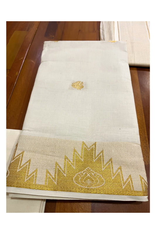 Kerala Cotton Churidar Salwar Material with Kasavu Woven Designs (include Shawl / Dupatta)