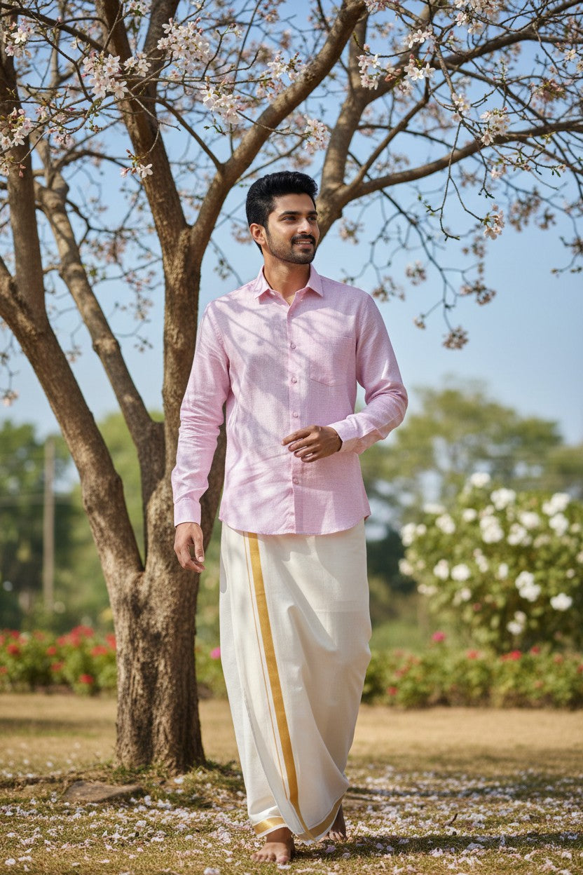Pure Cotton Light Lavender Plain Shirt SLSHIRT 48 FS