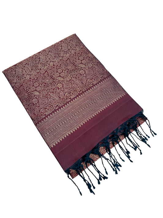 Southloom Pure Handloom Bridal Kanchipuram Silk Saree with Korvai Work (Maroon)
