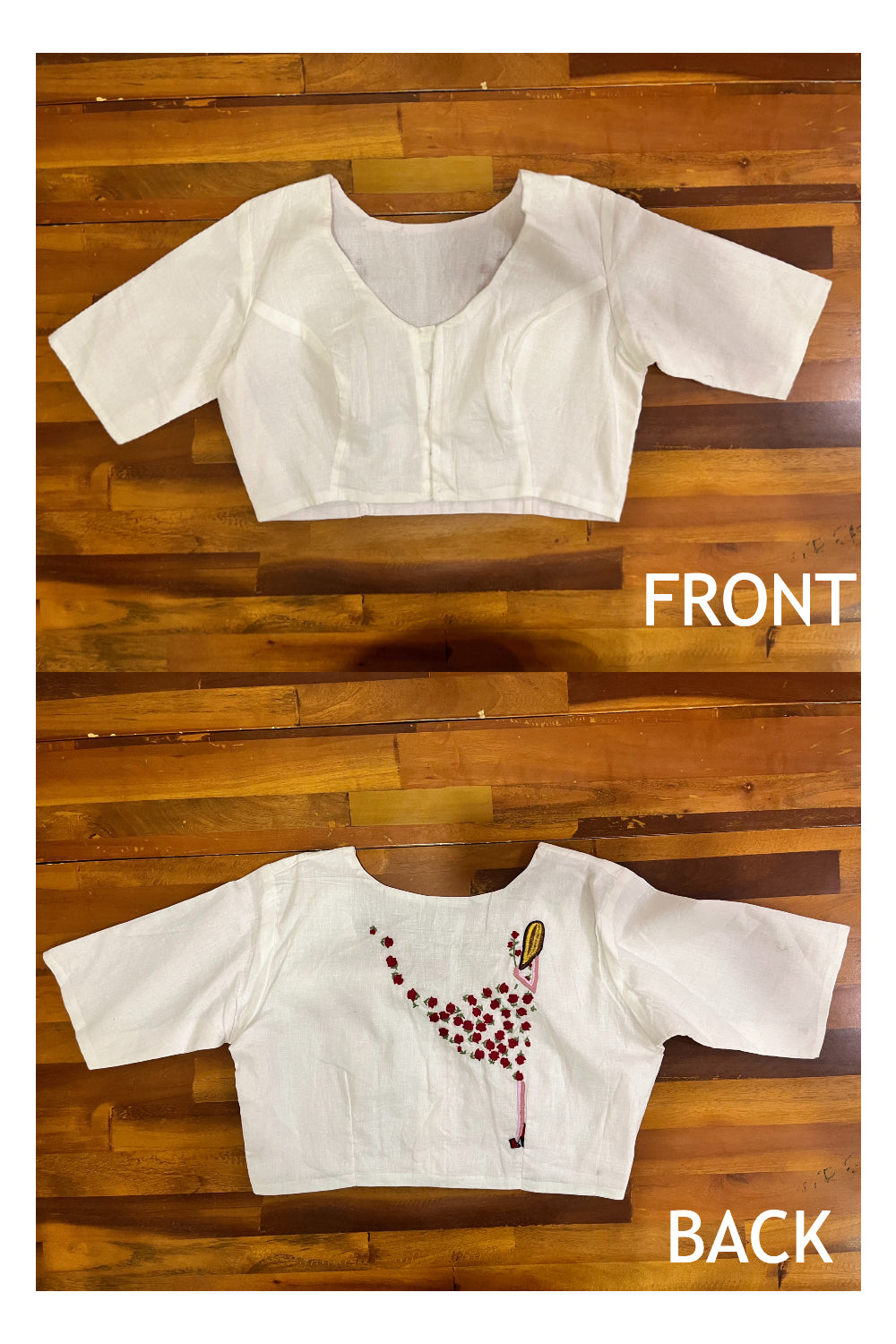 Southloom White Ready Made Blouse With Hand Embroidery Works