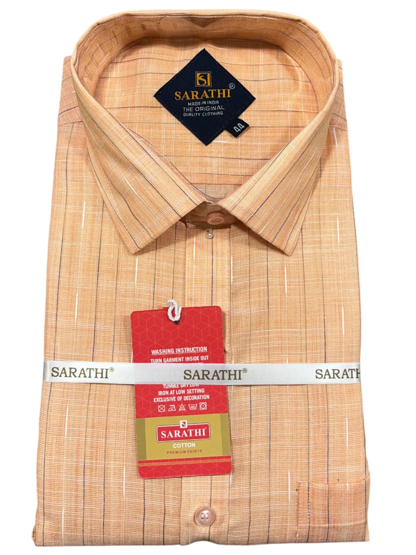 Southloom Pure Cotton Peach Lines Shirt(44 FS)