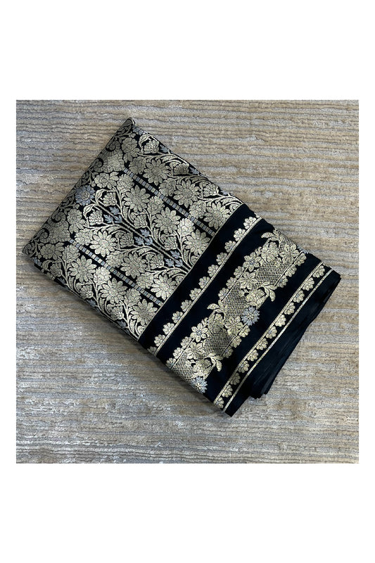 Southloom Banarasi Silk Saree with Woven Work in Black