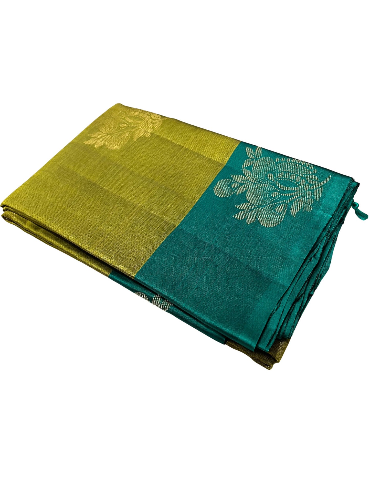 Southloom Pure Handloom Kanchipuram Silk Saree with Butta Work (Green & Blue)