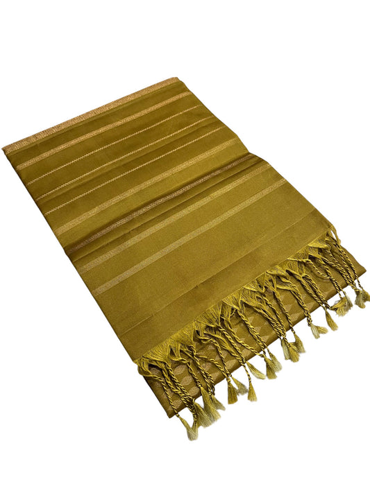 Southloom Pure Handloom Kanchipuram Silk Saree with Korvai Work (Green)