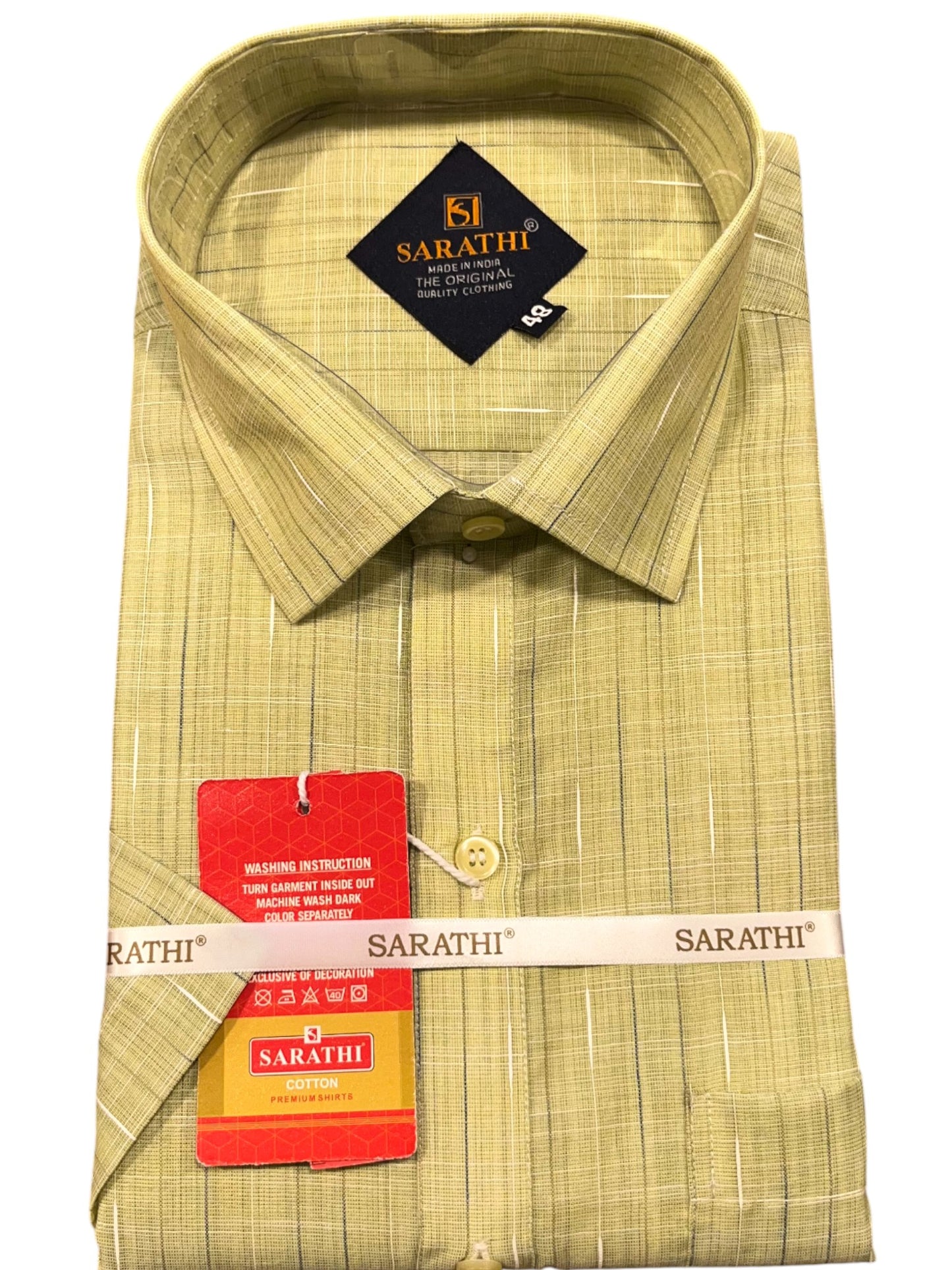 Southloom Pure Cotton Green Lines Shirt(48 HS)