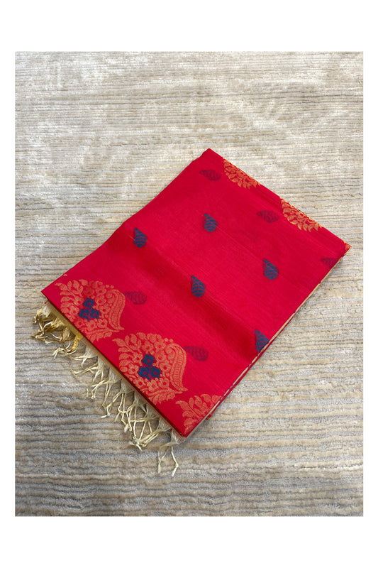 Southloom Pure Handloom Cotton Silk Saree With Handwoven Work Across Body and Blouse in Pink And Beige