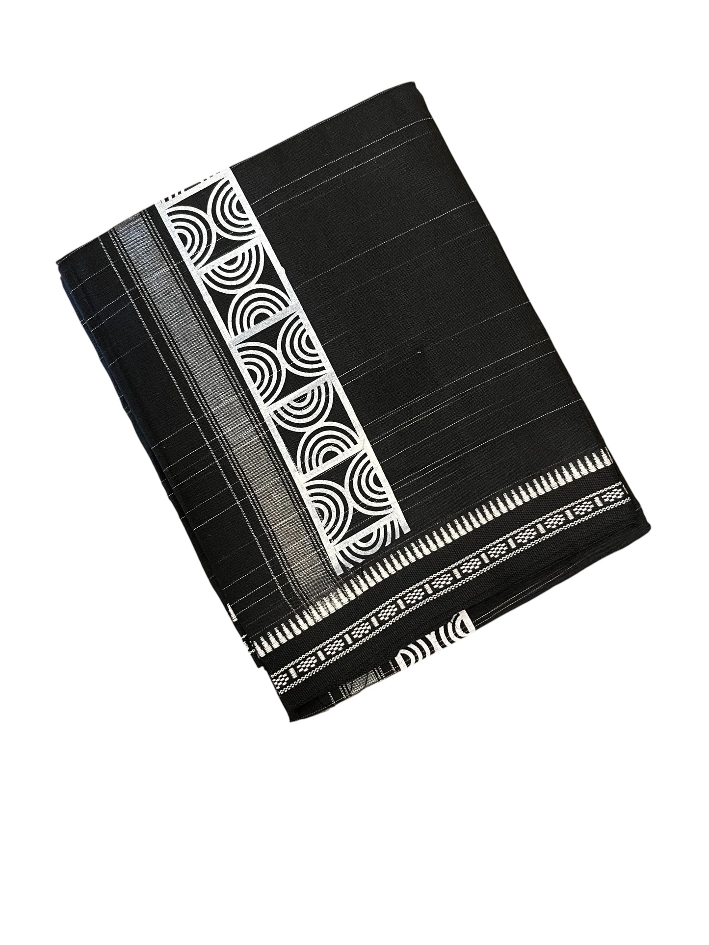 Southloom Black Printed Single Mundu / Otta Mundu / Lungi (South Indian Kerala Dhoti)
