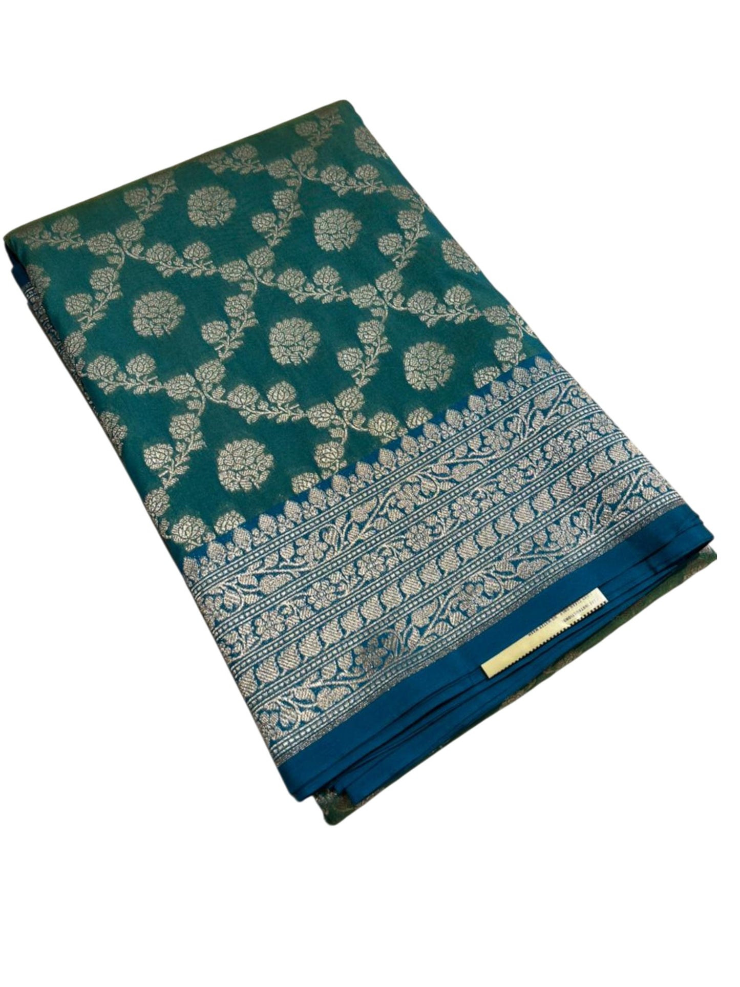 Southloom Pure Banarasi Silk Saree with Woven Work on Body and Borders ( Pastel Green And Blue)