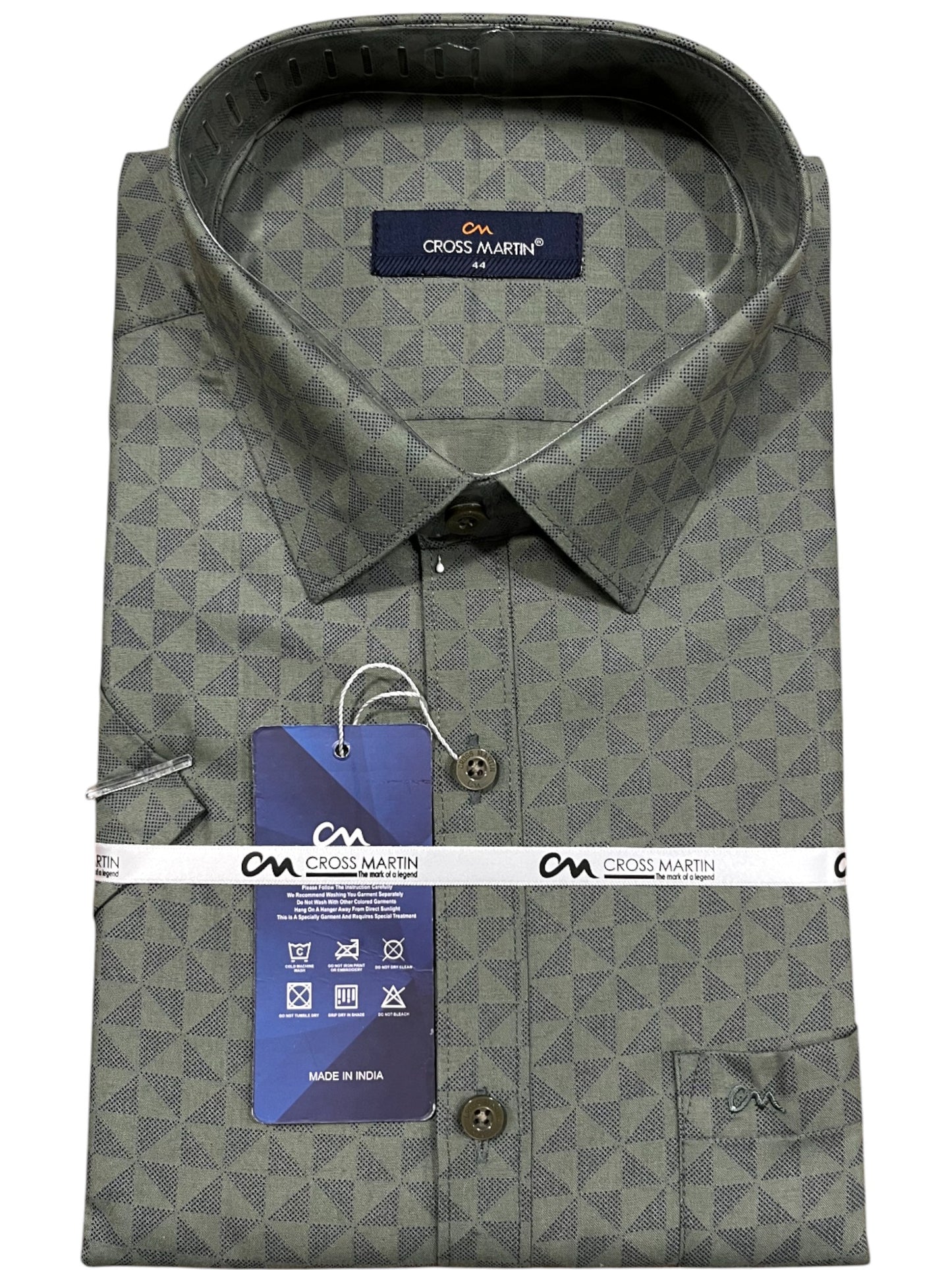 Southloom Pure Cotton Green Printed Shirt (44 HS)
