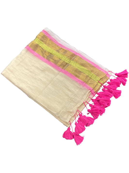 Southloom Mul Cotton 120 x 120 Soft Fabric Saree in Pink Colour