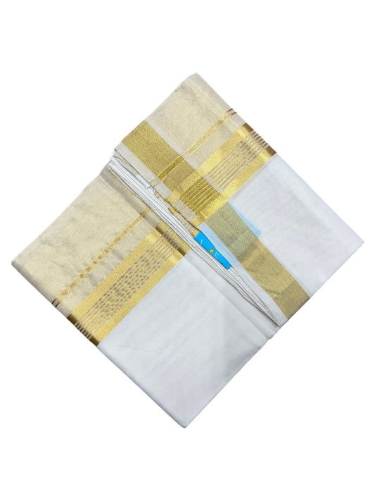 Southloom Premium Handloom Cotton Double Mundu with Gold Kasavu Border