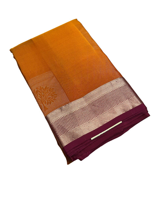 Southloom Pure Handloom Kanchipuram Silk Saree with Butta Work (Orange & Magenta)