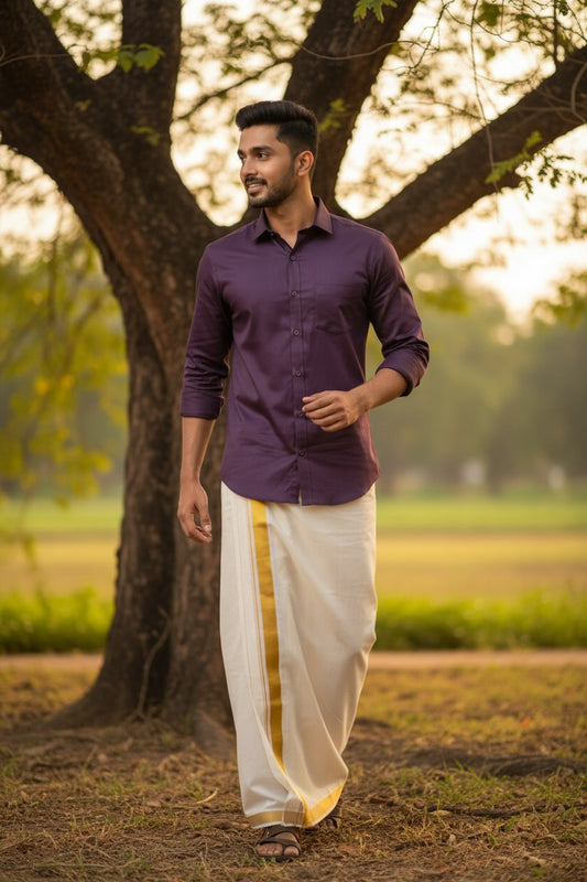 Southloom Pure Cotton Purple Plain Shirt SLSHIRT 44 FS
