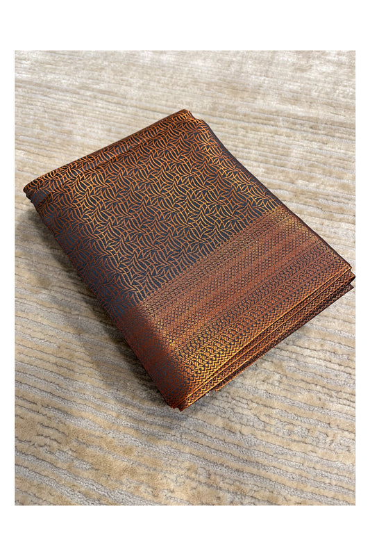 Southloom Brocade Silk Bridal Saree WIth Woven Borders And Blouse Piece in Gold And Grey