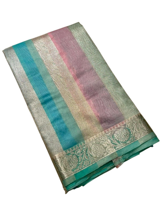 Southloom Tissue Organza Saree With Stripes Design in Multicolour SL353