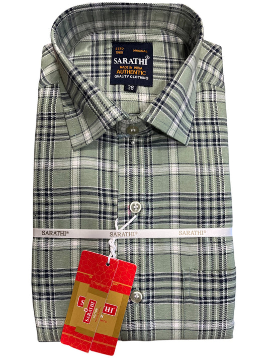 Southloom Pure Cotton Green Cheack Shirt (38FS)