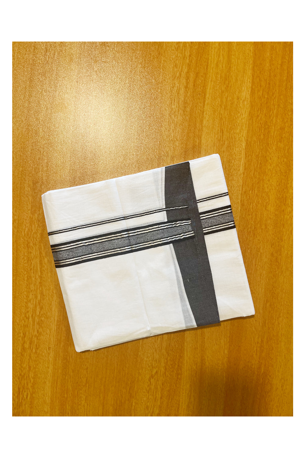 Pure White Cotton Double Mundu with Black Border (South Indian Dhoti)