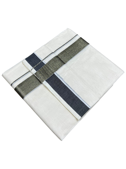 Southloom Kerala Pure Cotton Double Mundu with Black Border (South Indian Dhoti)