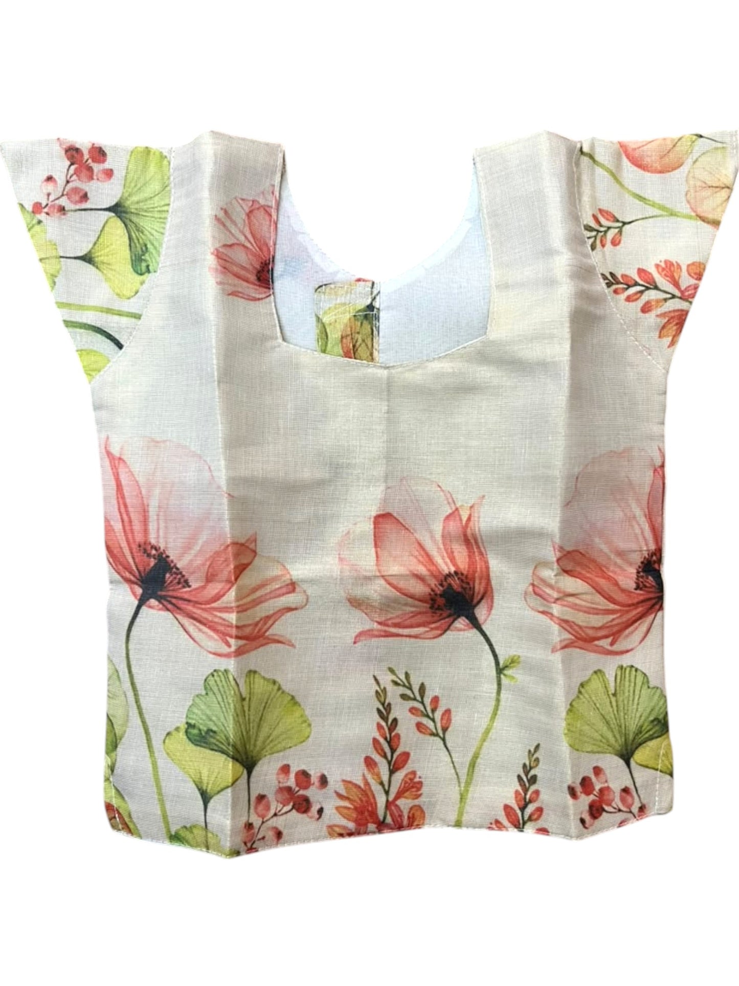 Southloom Kerala Tissue Kasavu  Digital Floral Printed Pavada & Blouse with for Kids