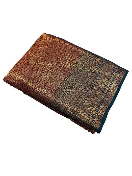 Southloom Premium Semi Silk Zari Work Brocade Saree in Bridal Maroon with Matching Pallu