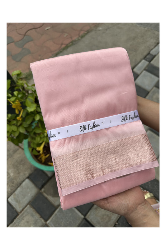 Southloom Semi Silk Mundu / Vesthi / Dhothi Set with Pink Matching Silk Shirt Piece