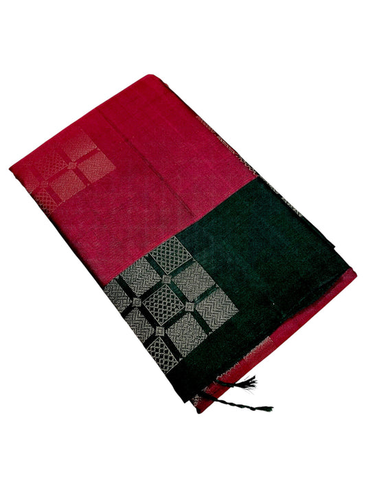 Southloom Pure Handloom Kanchipuram Silk Saree with Butta Work(Magenta& Green)