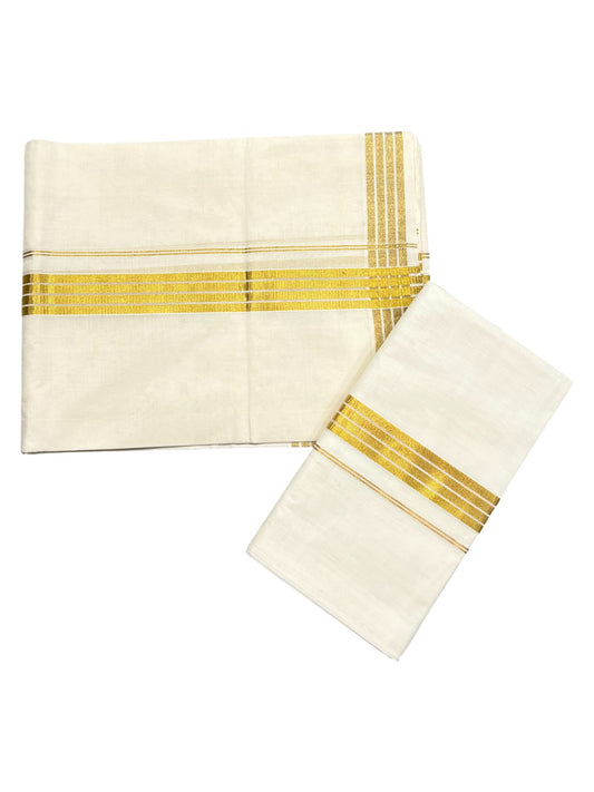 Southloom™ Handloom Plain Single Mundum Neriyathum (Set Mundu) 1 Inch