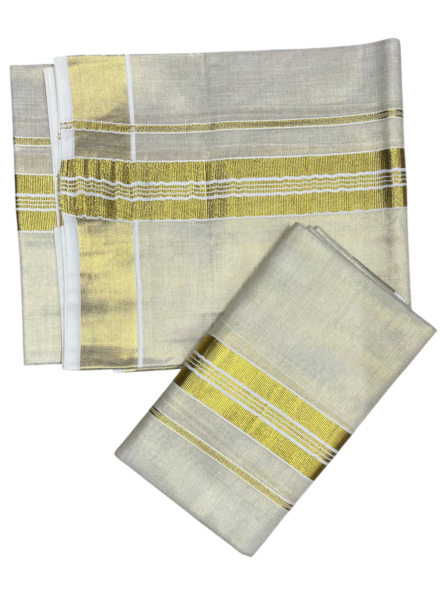 Southloom Kerala Tissue Single Set Mundu (Mundum Neriyathum) with  Kasavu Border