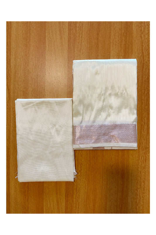 Southloom Semi Silk  Mundu / Vesthi / Dhothi Set with Matching Silk Shirt Piece
