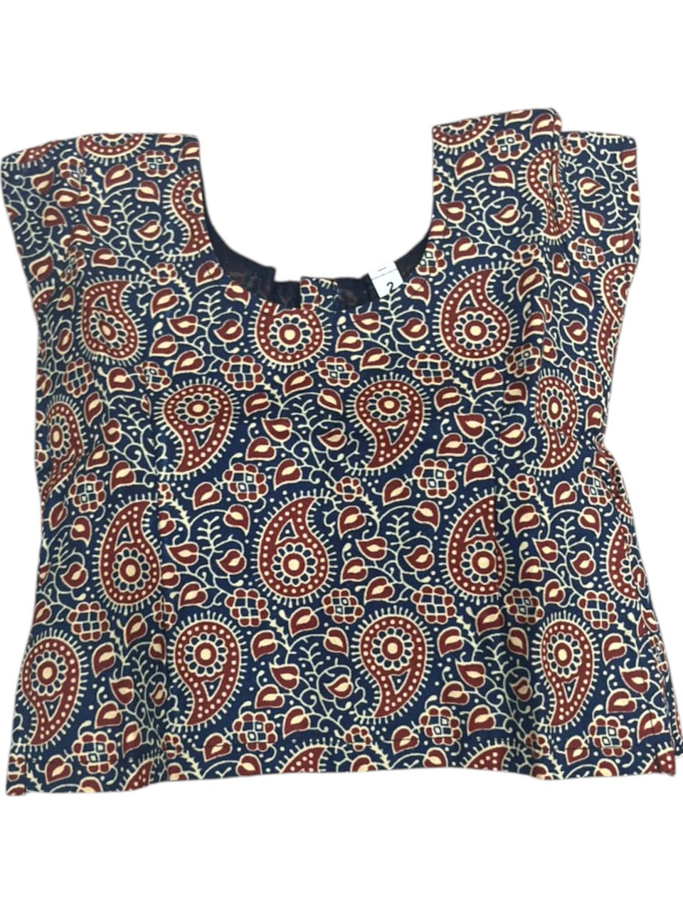 Southloom Kerala Tissue Kasavu Ajrakh Printed Pavada & Blouse with for Kids SL606