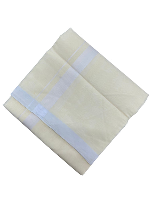 Southloom Pure Cotton Off White Double Mundu with White Border (South Indian Kerala Dhoti)
