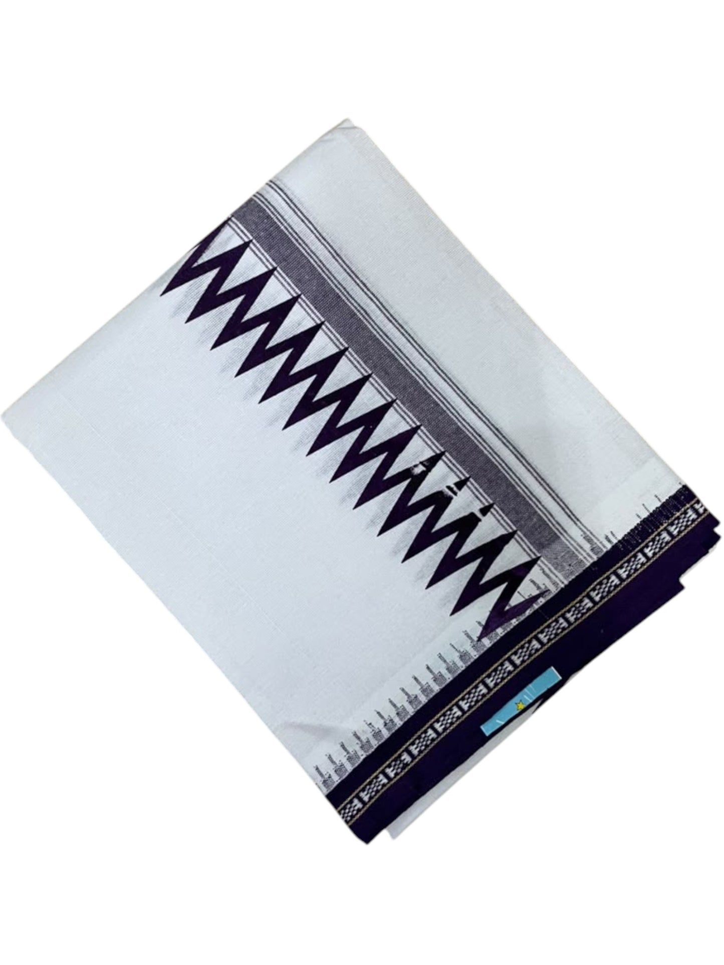 Southloom White Purple Printed Single Mundu / Otta Mundu / Lungi (South Indian Kerala Dhoti) SL622