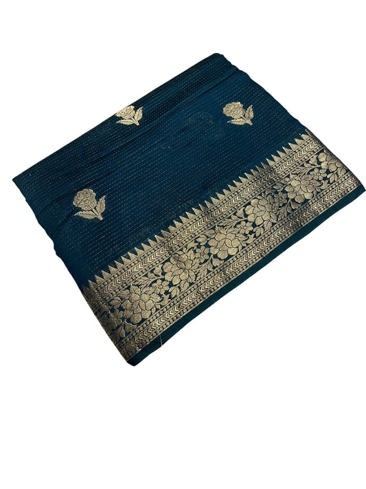 Southloom Georgete Banarasi Silk Saree with Woven Work on Body and Borders