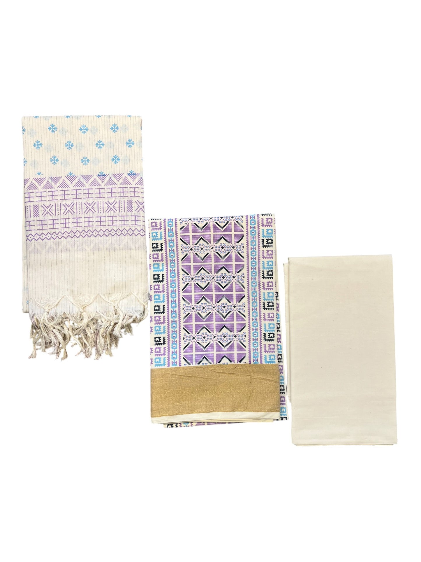 Southloom Pure Cotton Kerala Churidar Salwar Material with Hand Printed Designs (include Shawl / Dupatta)