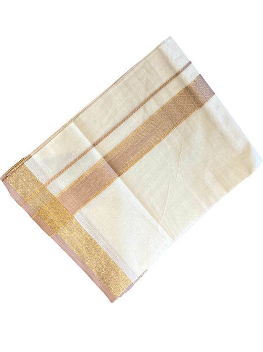 Southloom Kerala Pure Cotton Double Mundu with Kasavu Kara and Border (South Indian Dhoti)