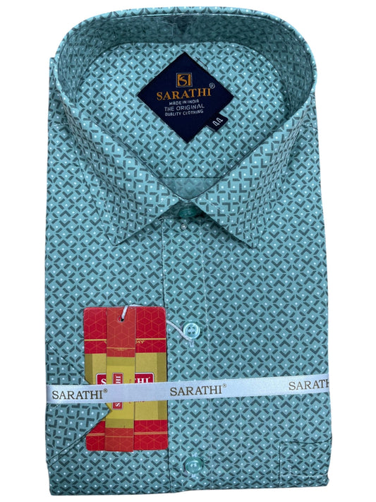 Southloom Pure Cotton Green Printed  Shirt SLSHIRT 44 HS