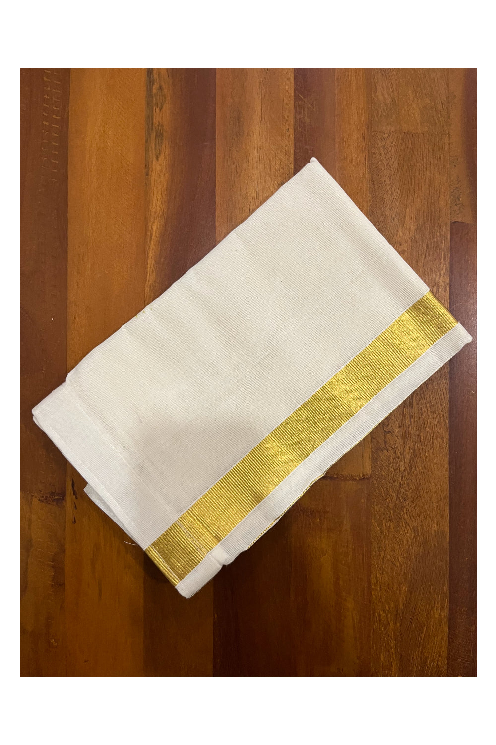 Southloom Kid's Off White Pure Cotton Velcro Mundu with Kasavu Kara Age 6 - 10 (South Indian Kerala Dhoti)