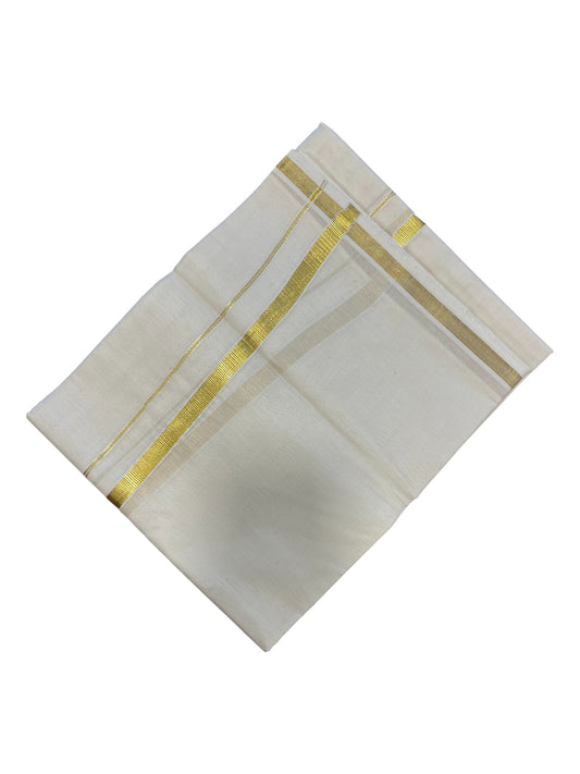 Southloom Pure Cotton Mundu with Gold Kasavu (South Indian Kerala Dhoti)