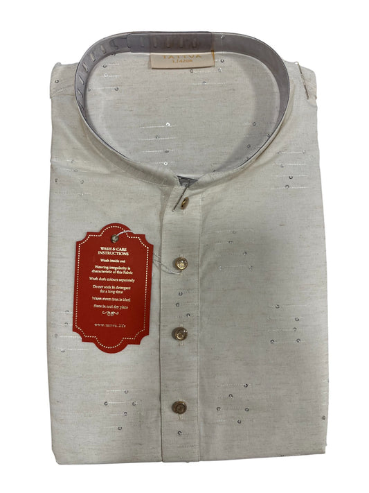 Southloom Semi Silk Short Kurta for Men in White Colour