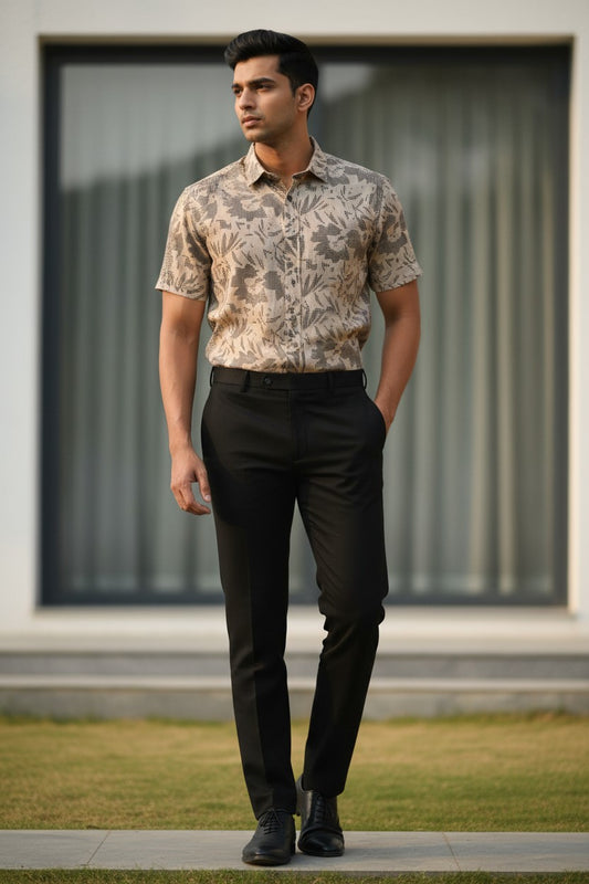 Southloom Pure Cotton Brown Printed Shirt SLSHIRT 44 HS
