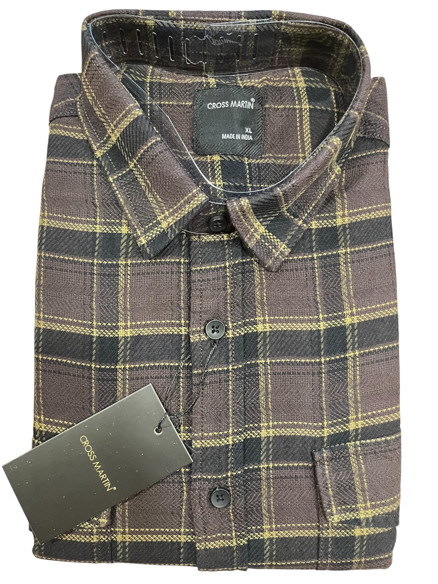 Southloom Pure Cotton Brown Check Shirt (42 FS)