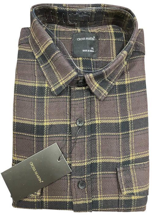 Southloom Pure Cotton Brown Check Shirt (42 FS)