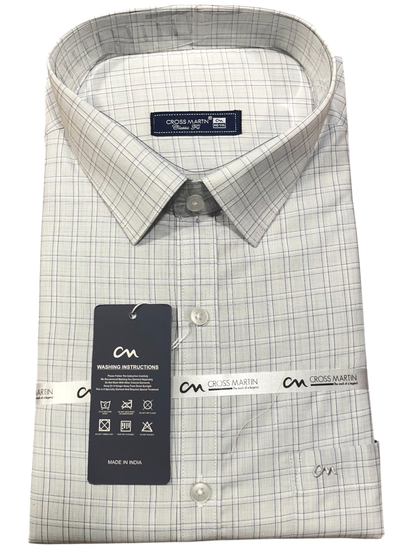 Southloom Pure Cotton White Check Shirt (46 FS)