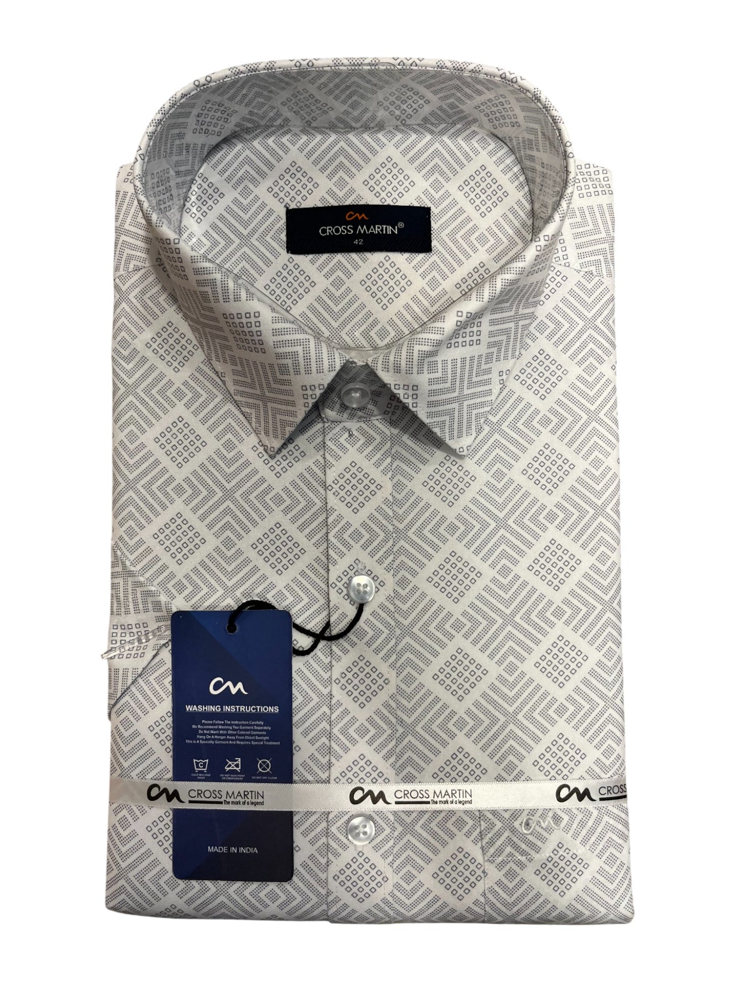 Southloom Pure Cotton Off-White Printed Shirt (XL HS)