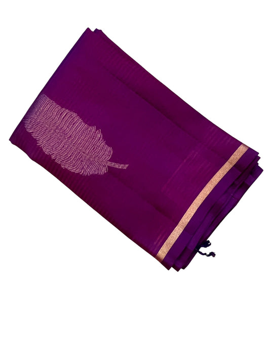 Southloom Pure Handloom Bridal Kanchipuram Silk Saree with Korvai Work(Purple)