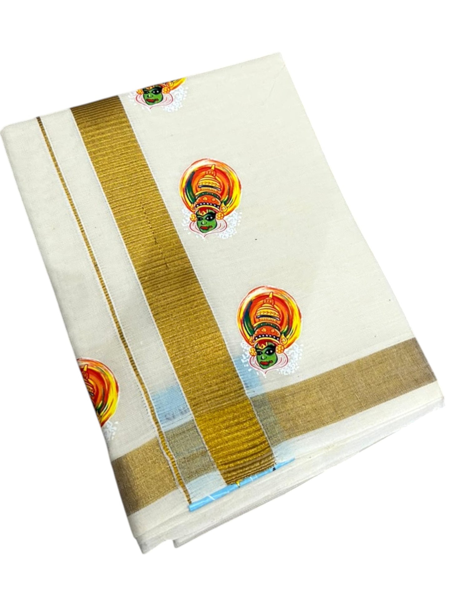 Southloom Cotton Kasavu Printed Kids's Velcro Mundu SLK