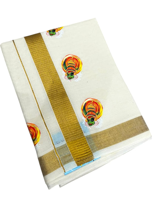 Southloom Cotton Kasavu Printed Kids's Velcro Mundu SLK