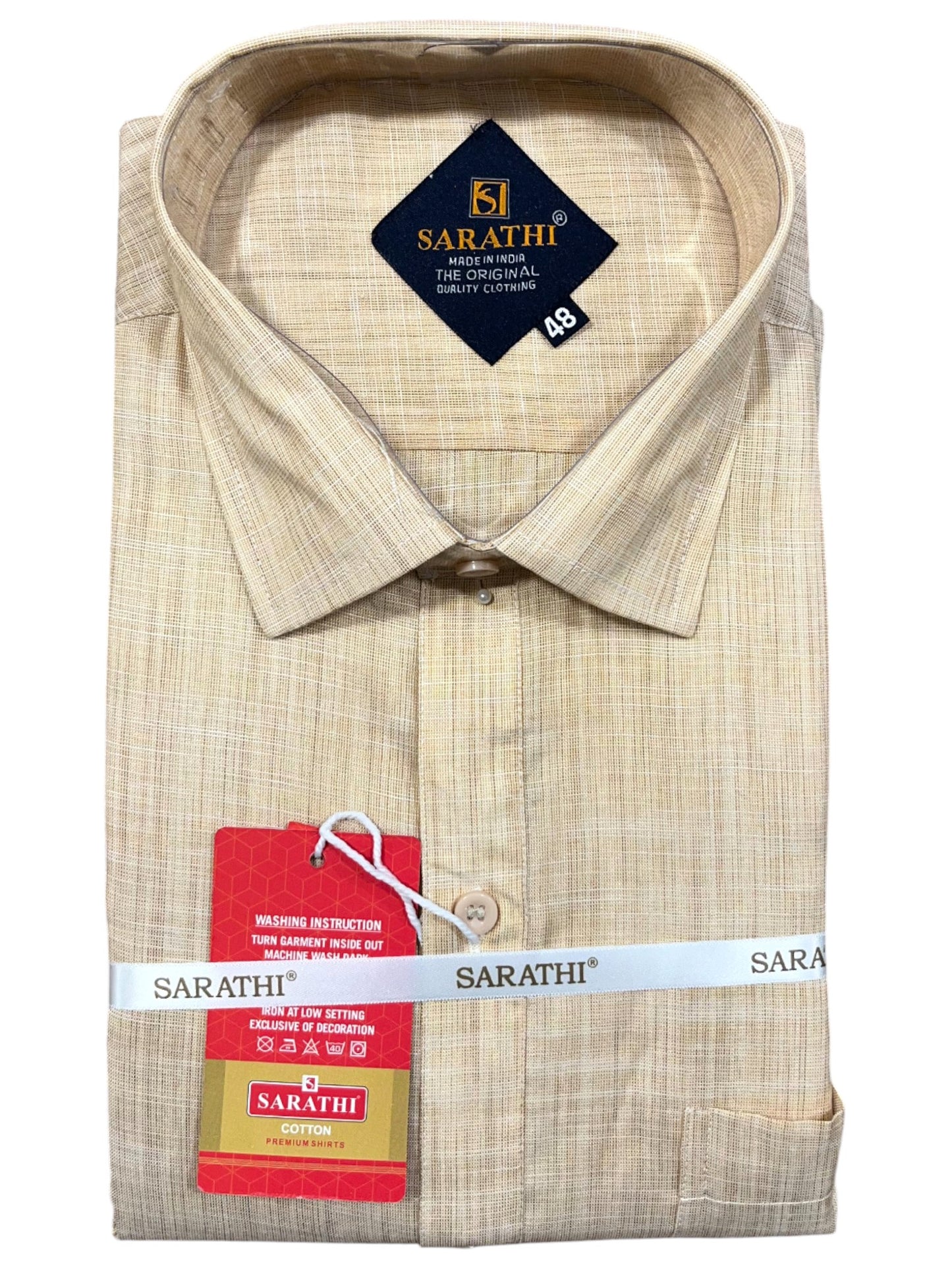 Southloom Pure Cotton Pastel Yellow Lines Shirt (48 FS)