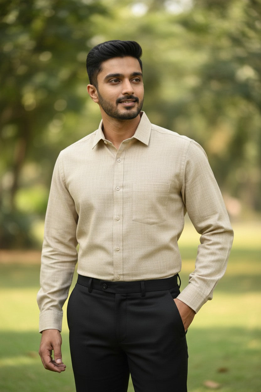 Southloom Pure Cotton Pastel Brown Lines Shirt  SLSHIRT48 FS